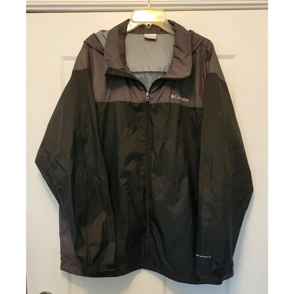 Columbia Men’s Size XXL Full Zip Black & Gray Lightweight Jacket Zip Pockets